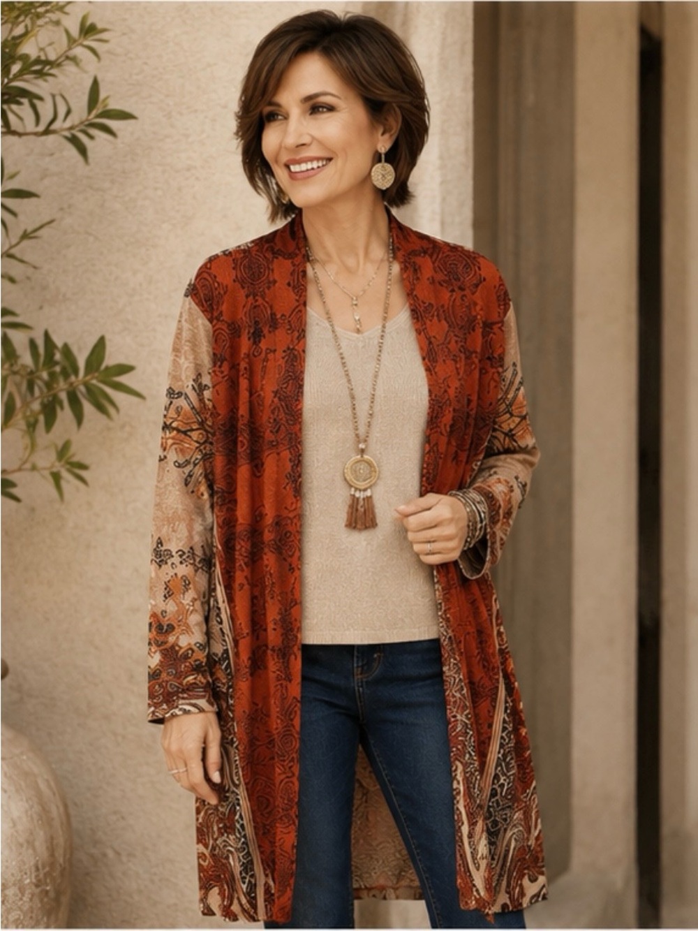 Chicos size 3 / XL open front long line duster cardigan